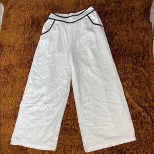 Sienna Sky White Wide-Leg Pants with Black Trim